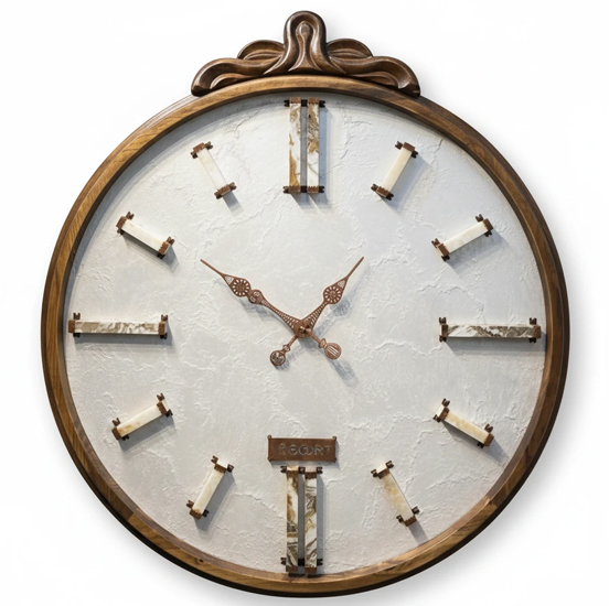 ساعت دیواری دکوراتیو  Bsoort  قطر 1 متر طرح چوب و سنگ و فلز اکسید شونده