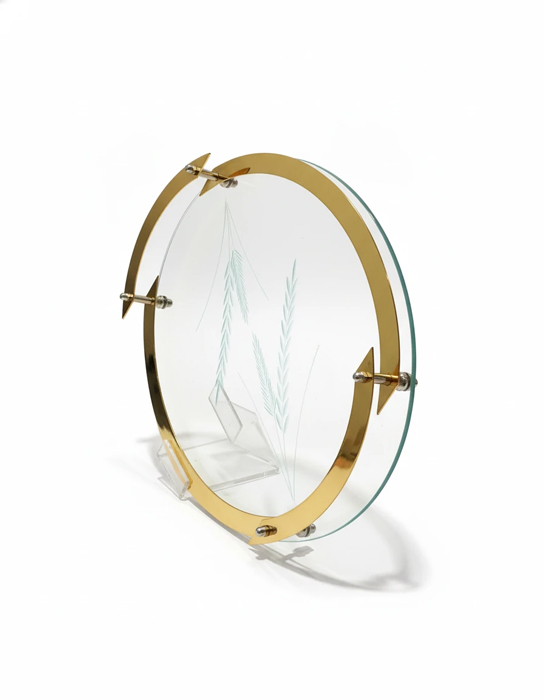 سینی‌های وارداتی شیشه‌ای با حاشیه‌های طلایی و طرح شاخه گندم