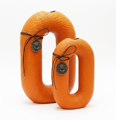 گلدان دکوراتیو نارنجی حلقه‌ای