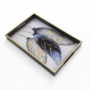 سینی-دکوراتیو-قاب-طلایی-طرح-پر-بزرگ