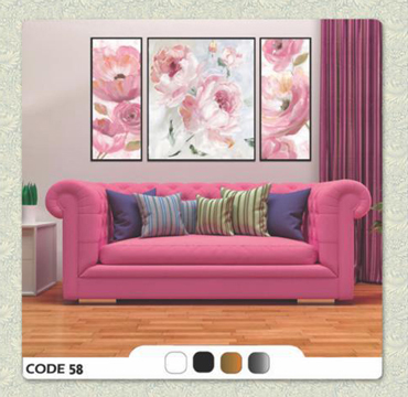 تابلو سه‌ تکه گل‌های صورتی طرح برجسته – کد 58