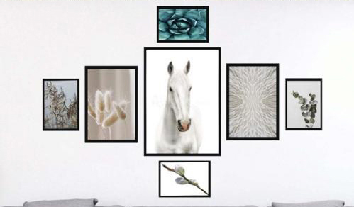 تابلو هفت‌ تکه مدرن اسب سفید و طبیعت خنثی – کد 22