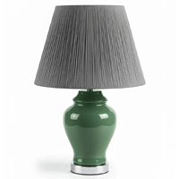 آباژور-رومیزی-سرامیکی-سبز-با-شید-پارچه‌ای-خاکستری-راه‌راه-200