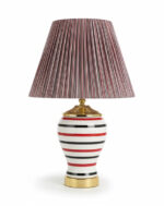 آباژور-رومیزی-نواری-قرمز-مشکی-با-پایه-طلایی