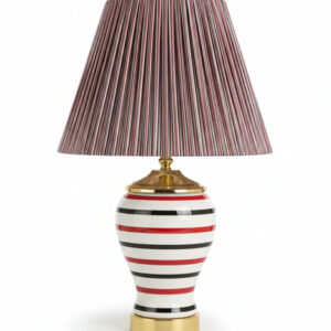 آباژور-رومیزی-نواری-قرمز-مشکی-با-پایه-طلایی