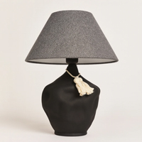 آباژور-رومیزی-پایه-مشکی-با-گره-طنابی-و-شِید-طوسی-200