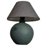 آباژور-رومیزی-کروی-سبز-با-شید-پارچه‌ای-طوسی-200