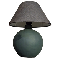 آباژور-رومیزی-کروی-سبز-با-شید-پارچه‌ای-طوسی-200