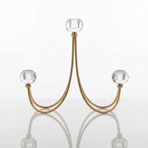 شمعدان-سه-شعله-کریستالی-و-پایه-طلایی