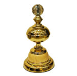 شکلات-خوری-گنبدی-کرم-طلایی-با-دستگیره-کریستالی