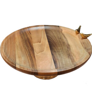 شیرینی-خوری-پایه-فلزی-طلایی-و-بدنه-چوبی-روشن-طرح-گنجشک