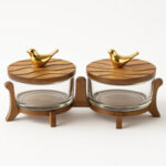 ظرف-پذیرایی-دو-خانه-شیشه‌ای-پایه‌دار-با-درب-چوبی-طرح-گنجشک-200