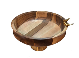 میوه-خوری-پایه-فلزی-طلایی-و-بدنه-چوبی-روشن-طرح-گنجشک-200