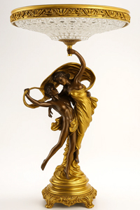 میوه‌خوری-کریستال-با-پایه-مجسمه‌ی-برنزی-طلایی-200