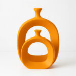 گلدان-سرامیکی-مدرن-طرح-دونات-نارنجی-مات