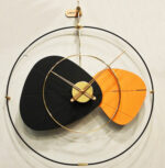 ساعت-دیواری-لاکوی-مشکی-نارنجی-با-حلقه-طلایی-قطر-70-سانتی