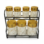 ست-جار-هفت‌تایی-ظرف-دکوری-مرمری-با-درب-طلایی