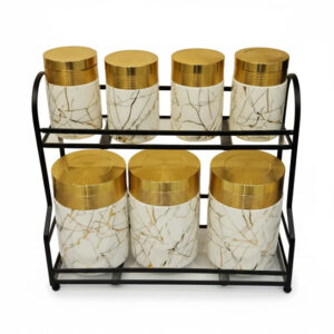 ست-جار-هفت‌تایی-ظرف-دکوری-مرمری-با-درب-طلایی