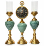 ست-شمعدان-و-ساعت-رومیزی-رویال-نوآر-سبز-طلایی-2