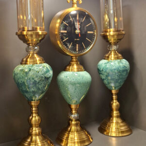 ست-شمعدان-و-ساعت-رومیزی-رویال-نوآر-سبز-طلایی