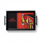 سینی-دکوراتیو-قاب-مشکی-اسب-هرمس-مشکی-نارنجی