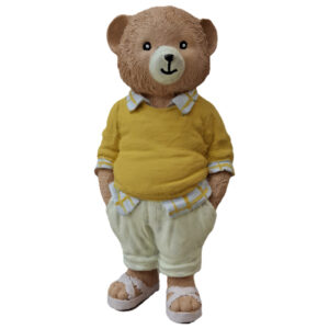 مجسمه-دکوری-خرس-لباس‌دار-زرد