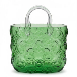 گلدان-شیشه‌ای-سبز-طرح-کیف-–-مدل-بلوم
