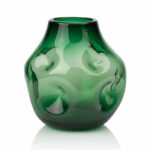 گلدان-شیشه‌ای-شفاف-موج-دار-دست-ساز-سبز