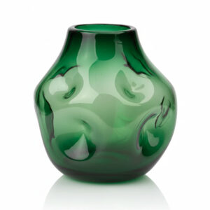 گلدان-شیشه‌ای-شفاف-موج-دار-دست-ساز-سبز