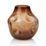 گلدان-شیشه‌ای-شفاف-موج-دار-دست-ساز-شرابی