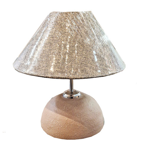 آباژور رومیزی سنگی 40 سانتی قهوه‌ای