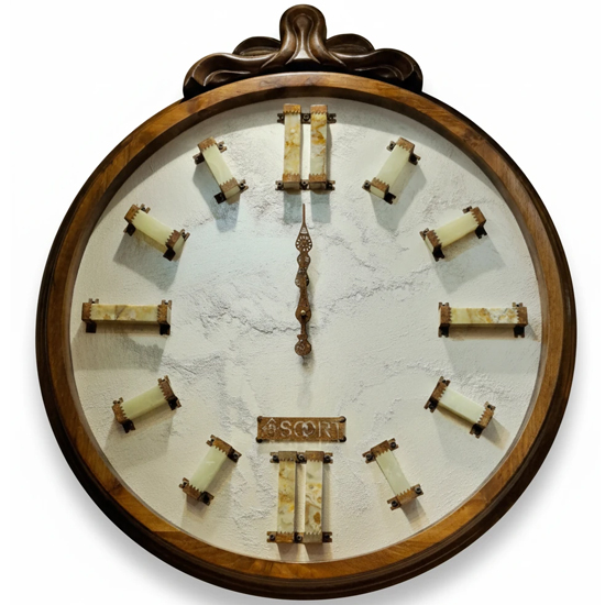 ساعت دیواری دکوراتیو  Bsoort  قطر 65 سانتی طرح چوب و سنگ و فلز اکسید شونده