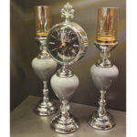 ست-شمعدان-و-ساعت-رومیزی-طوسی-نقره-ای-قطر-۵۰-