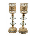 شمعدان-دکوری-کریستالی-پایه‌دار-طلایی-وارداتی-دو-تیکه-آنست