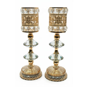 شمعدان-دکوری-کریستالی-پایه‌دار-طلایی-وارداتی-دو-تیکه-آنست