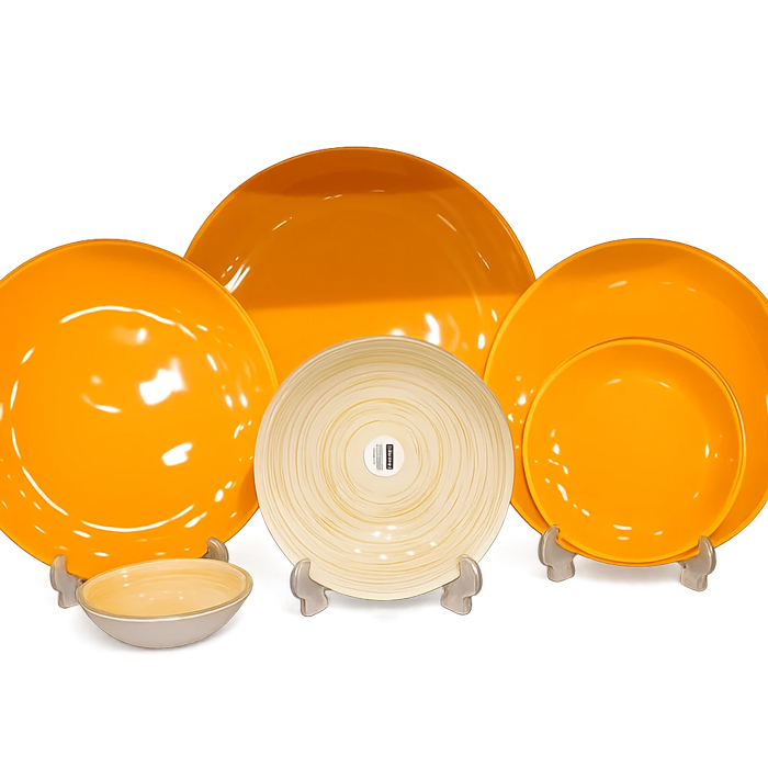 سرویس غذاخوری ۶ نفره دِم‌دستی ۲۵ پارچه نارنجی آنتی شوک کد 203