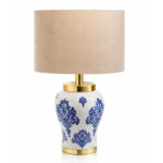 آباژور-رومیزی-سرامیکی-طرح-کلاسیک-آبی-و-سفید