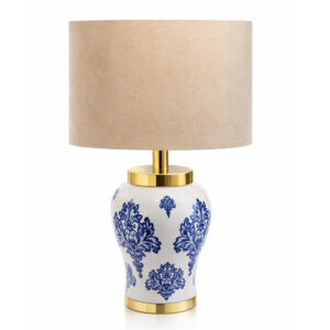 آباژور-رومیزی-سرامیکی-طرح-کلاسیک-آبی-و-سفید