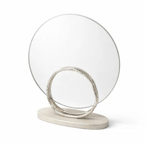 آینه-دکوری-رومیزی-نقره-ای-مدرن-با-پایه-سنگی