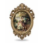 تابلو-نقاشی-کلاسیک-با-فریم-مجلل-بیضی-طلایی-آنتیک-40-سانتی-کد-100