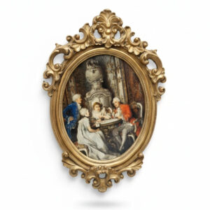 تابلو-نقاشی-کلاسیک-با-فریم-مجلل-بیضی-طلایی-آنتیک-40-سانتی-کد-101