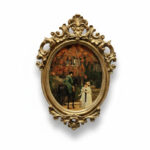 تابلو-نقاشی-کلاسیک-با-فریم-مجلل-بیضی-طلایی-آنتیک-40-سانتی-کد-103