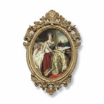 تابلو-نقاشی-کلاسیک-با-فریم-مجلل-بیضی-طلایی-آنتیک-40-سانتی-کد-104