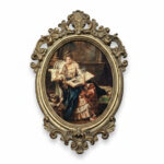 تابلو-نقاشی-کلاسیک-با-فریم-مجلل-بیضی-طلایی-آنتیک-40-سانتی-کد-105