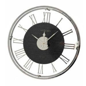 ساعت-دیواری-آرتمیس-مشکی-نقره-ای-قطر-50-