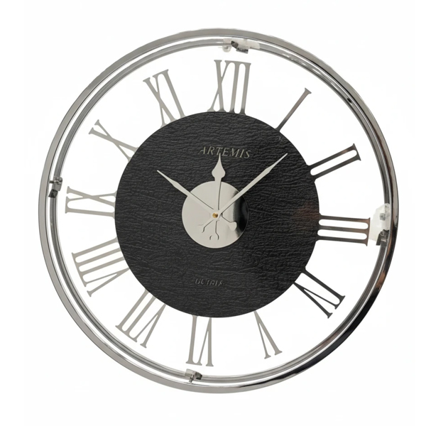 ساعت-دیواری-آرتمیس-مشکی-نقره-ای-قطر-50-