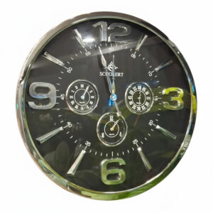 ساعت-دیواری-سه-موتوره-شوبرت-50-سانتی-مشکی-نقره-ای