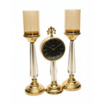 ست-ساعت-رومیزی-سیکو-و-شمعدان-کریستالی-طلایی