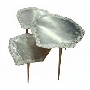 میز-عسلی-سه‌تکه-آلومینیومی-نقره‌ای-طرح-قلب