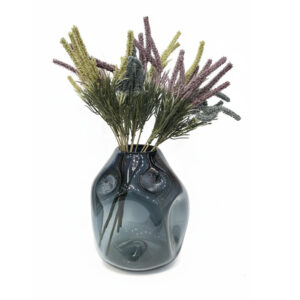 گلدان-دکوری-شیشه‌ای-موج-دار-سرمه-ای-دودی